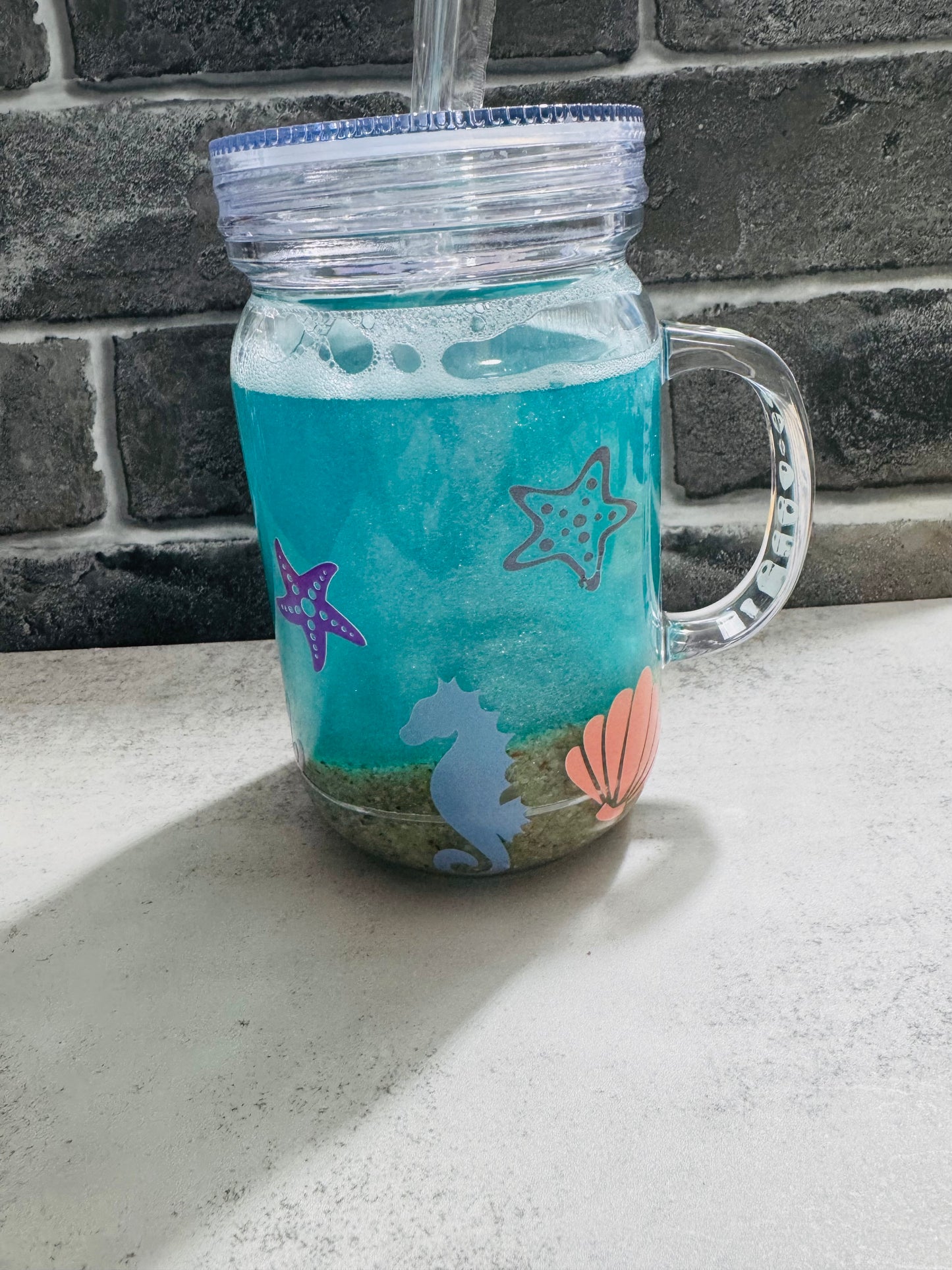 15 ounce mason jar- beach theme