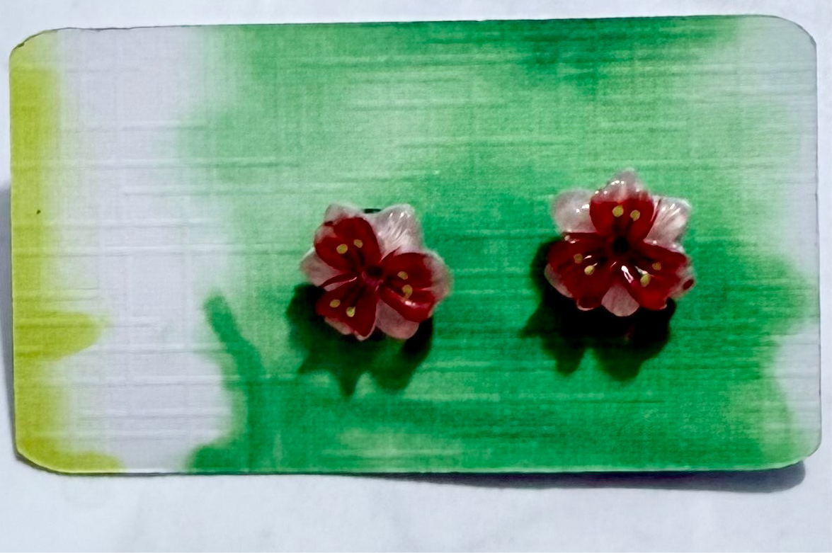 Red Flower Stud Earring