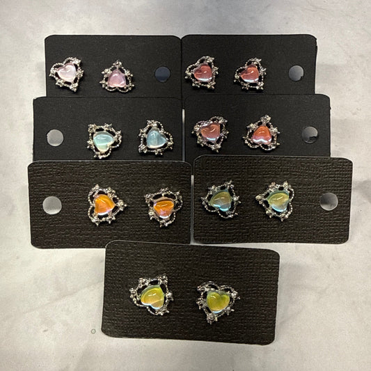 Opal Hearts Stud Earring