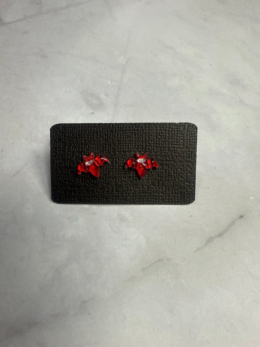 Red Bat Stud Earrings