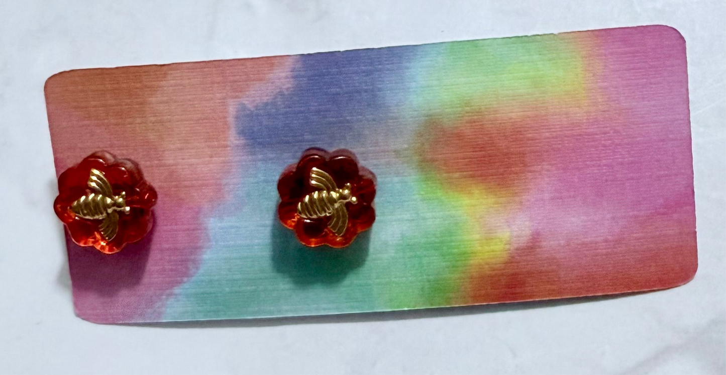 Orange Bee Stud Earring