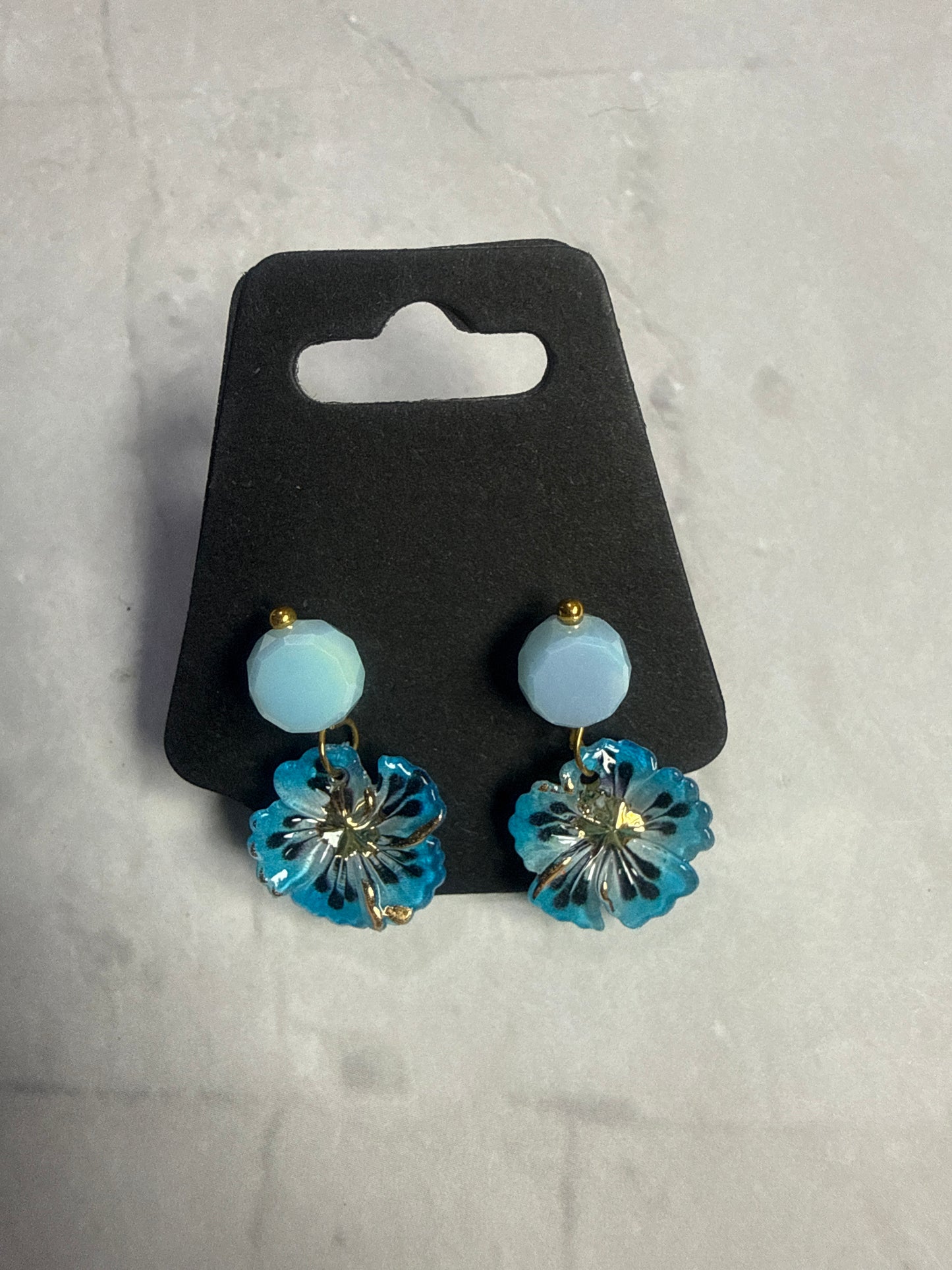 Double Blue Flower Dangle