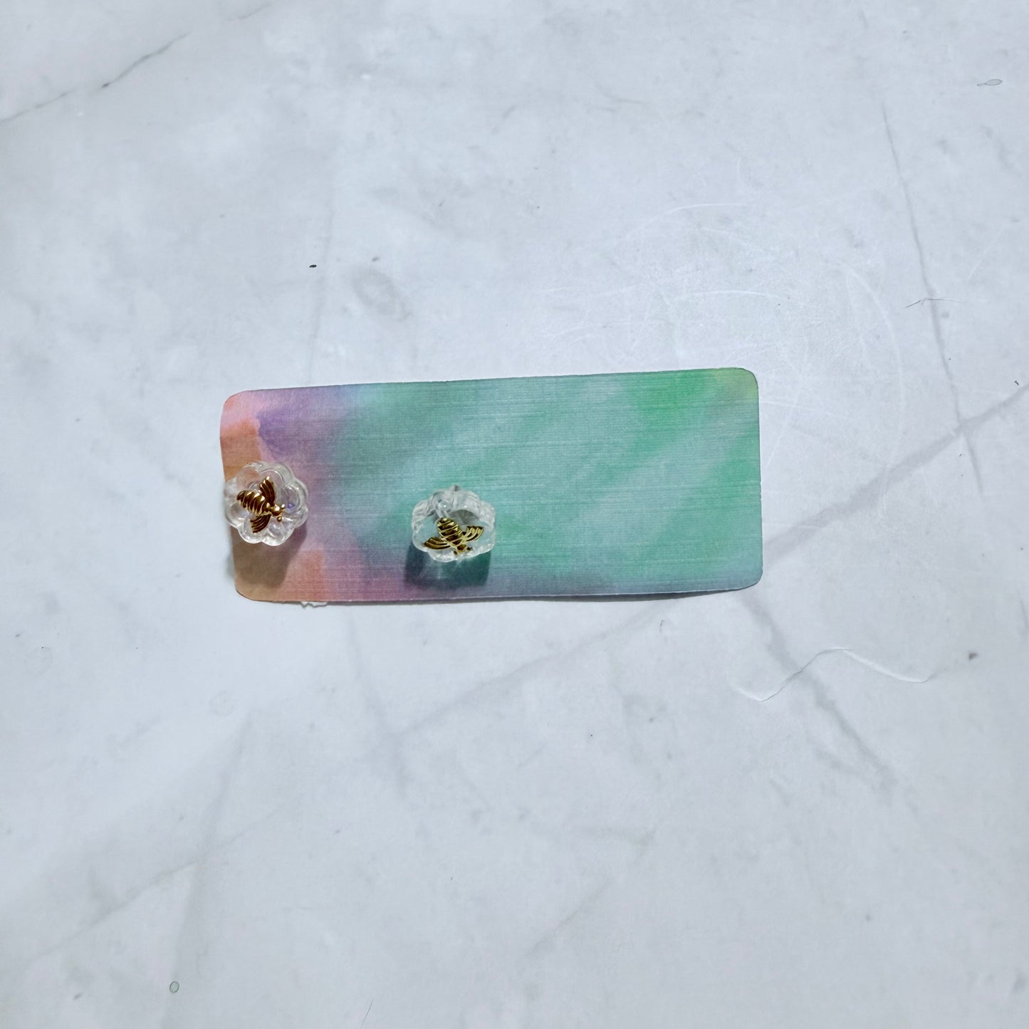 Clear Irridescent Bee Stud Earring