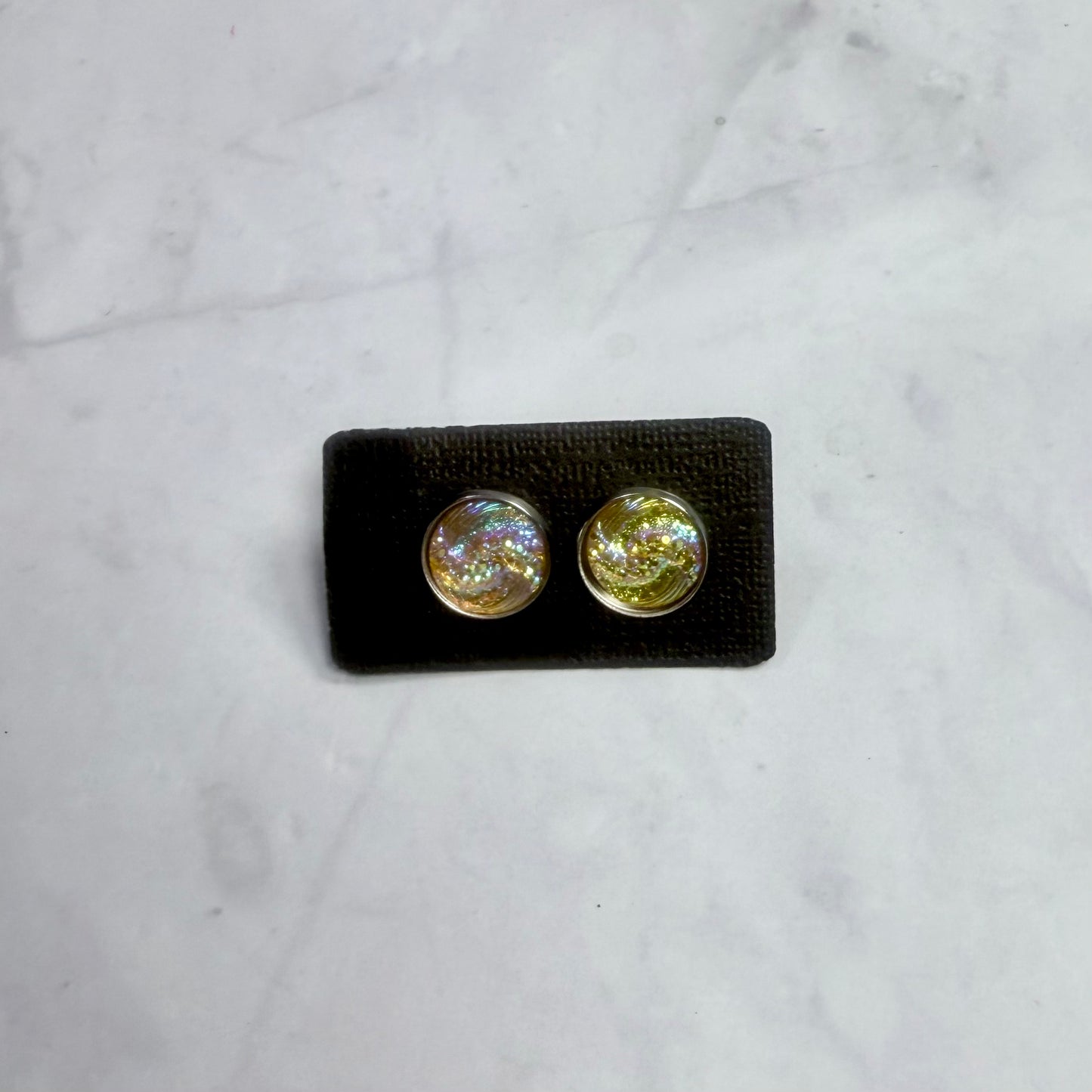 Yellow Iridescent Tidal Wave Stud Earring