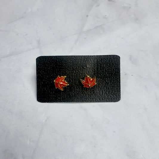 Orange Leaf Stud Earring