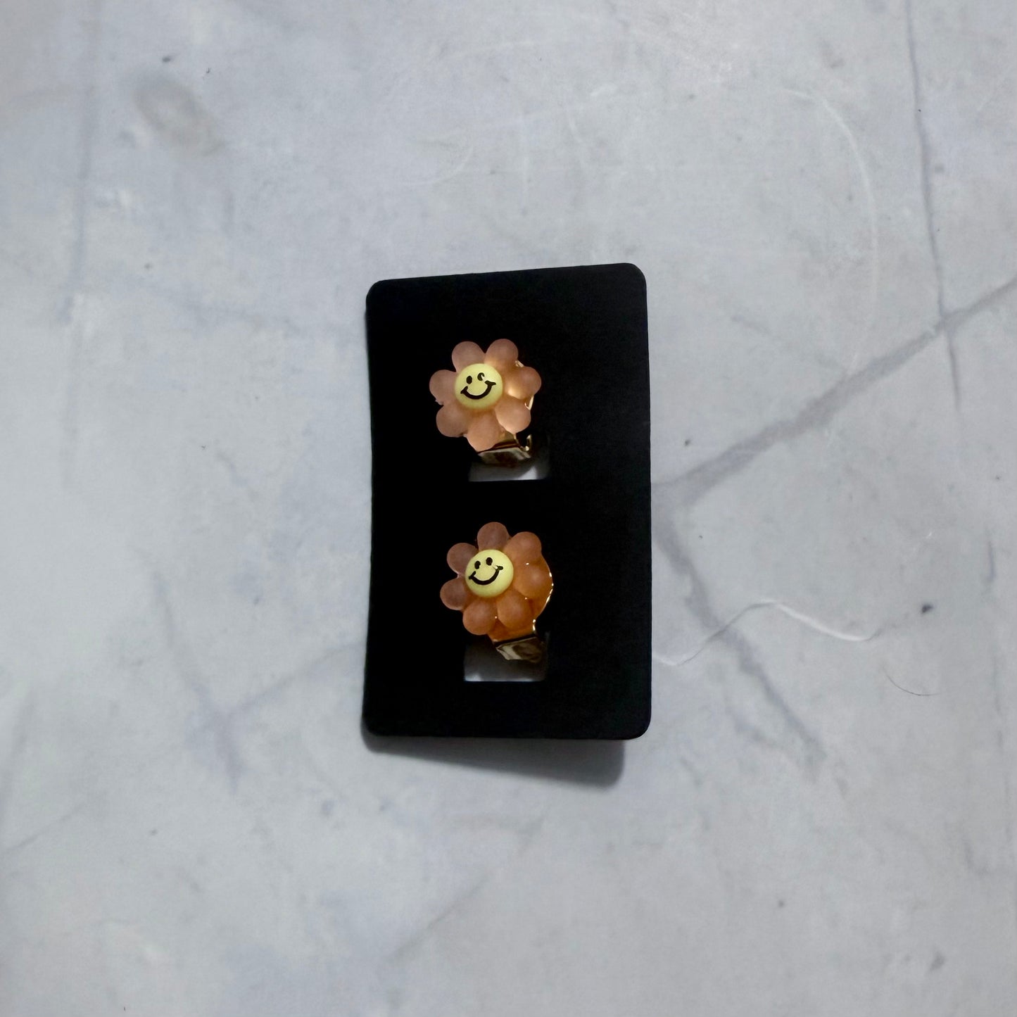 Orange Glow Flower CLIP ON Stud Earring