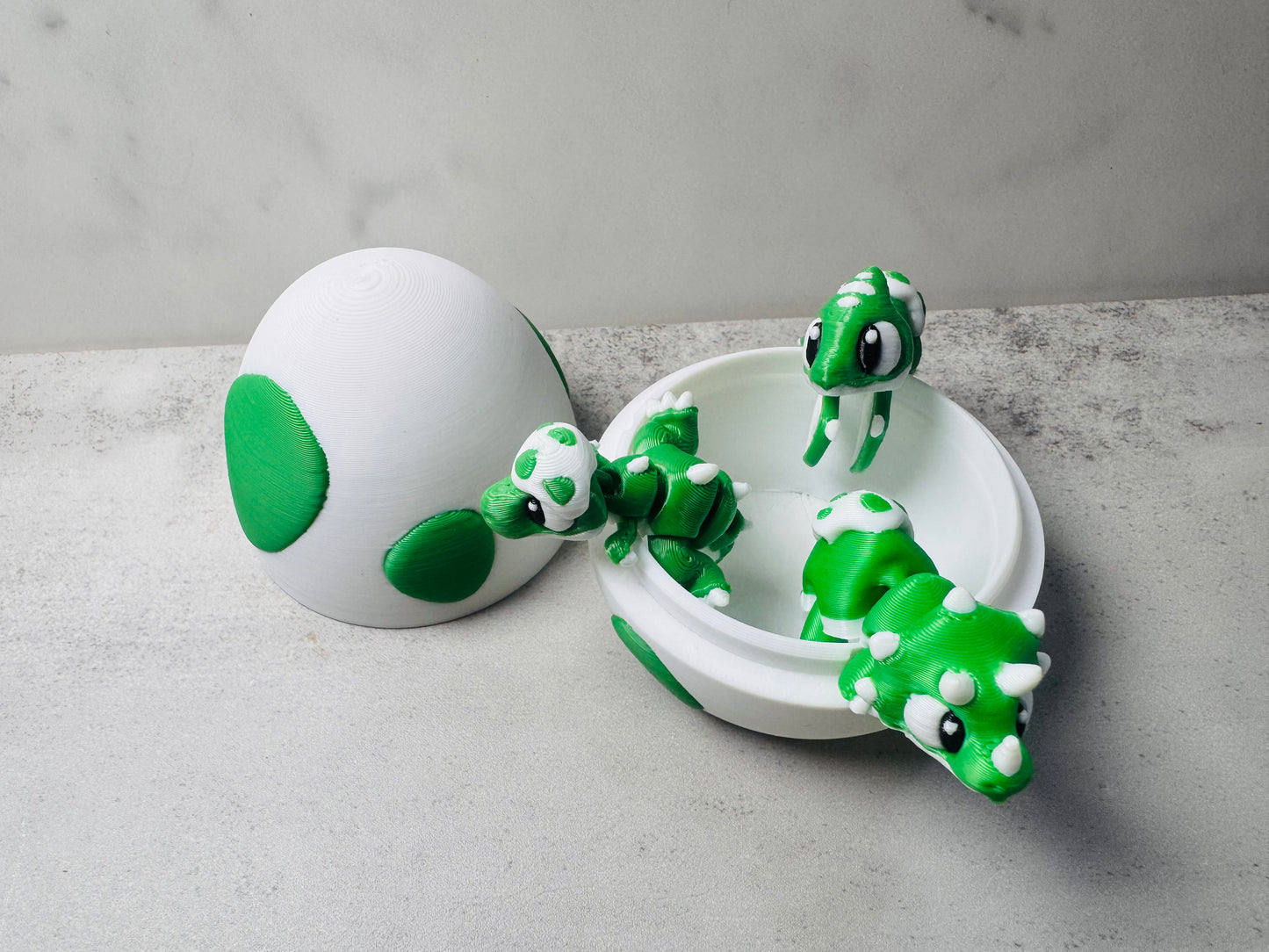 3D Printed Green Dino Egg w/3 Baby Dino’s (RTS)
