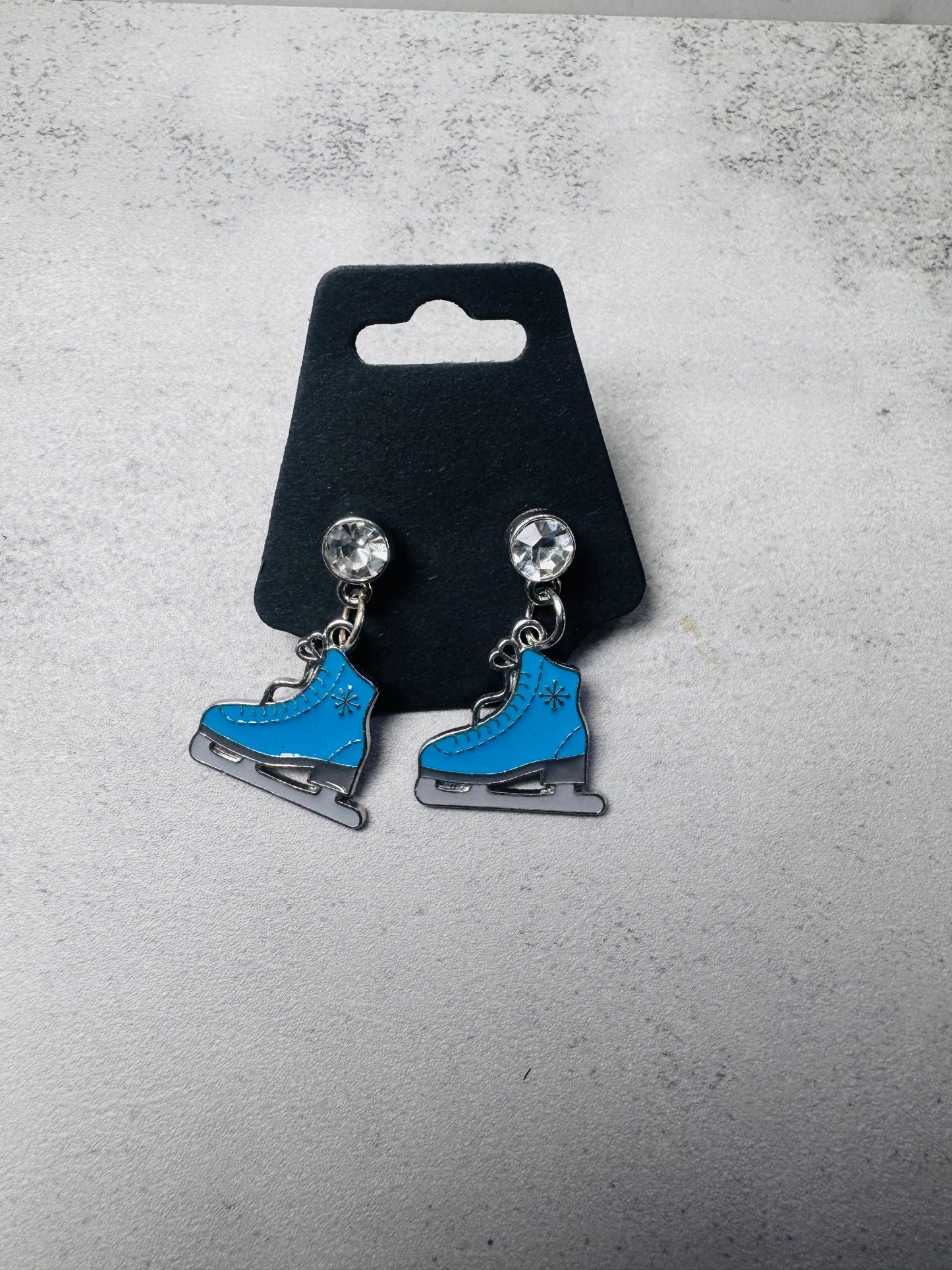 Blue Ice Skates w/CZ Stud Dangle