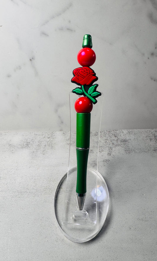 Red Rose Beaded Pen