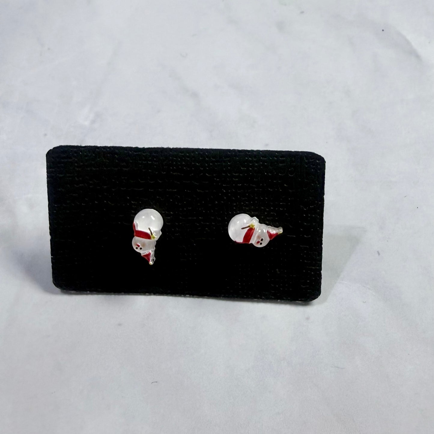 Tiny Snowman Resin Stud Earring V1