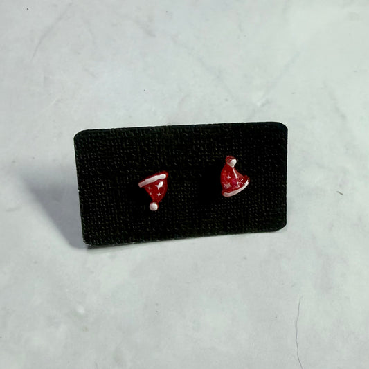 Tiny Resin Santa Hat Stud Earring