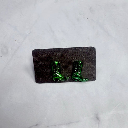Green Boot Stud Earring