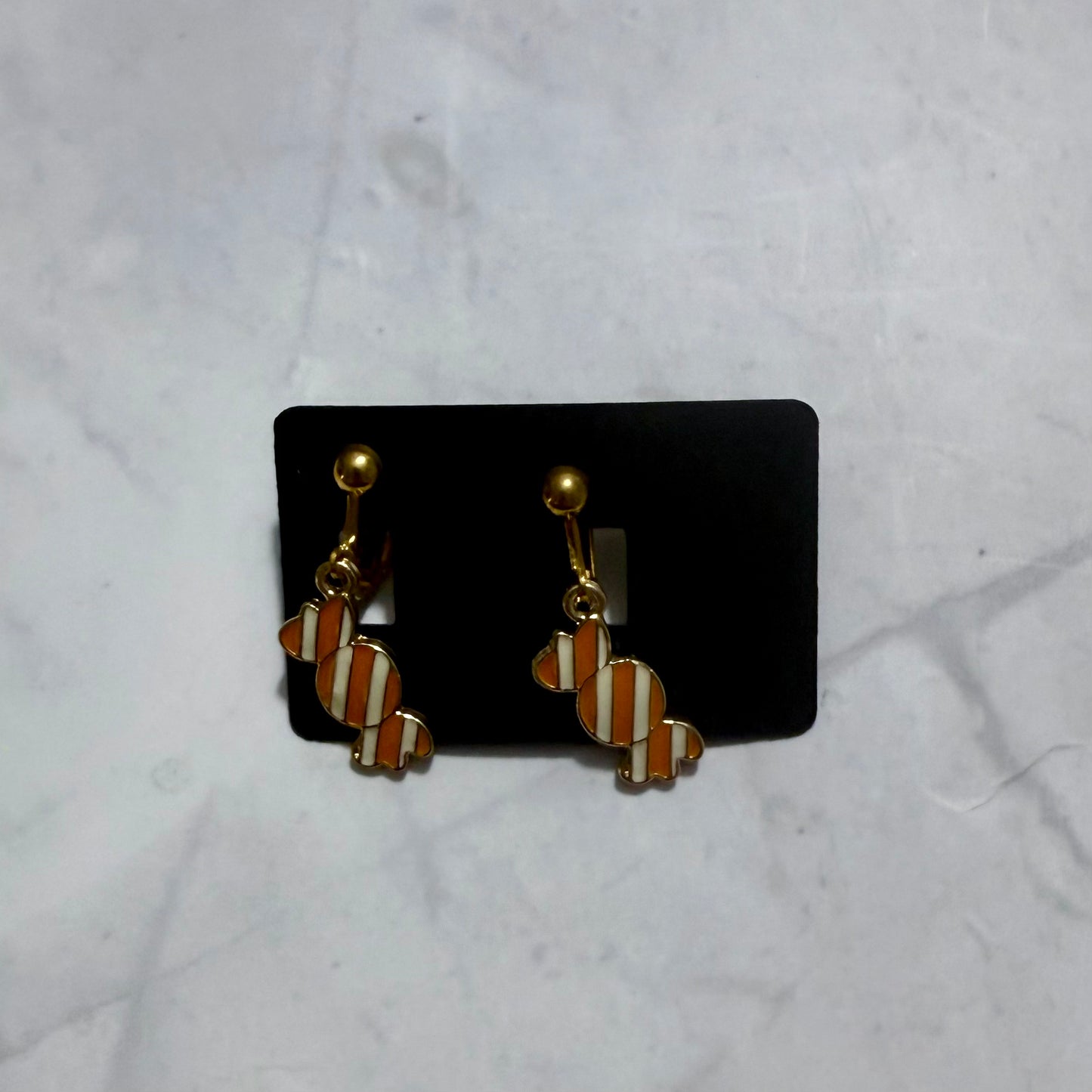 Orange Candy CLIP ON Dangle Earring