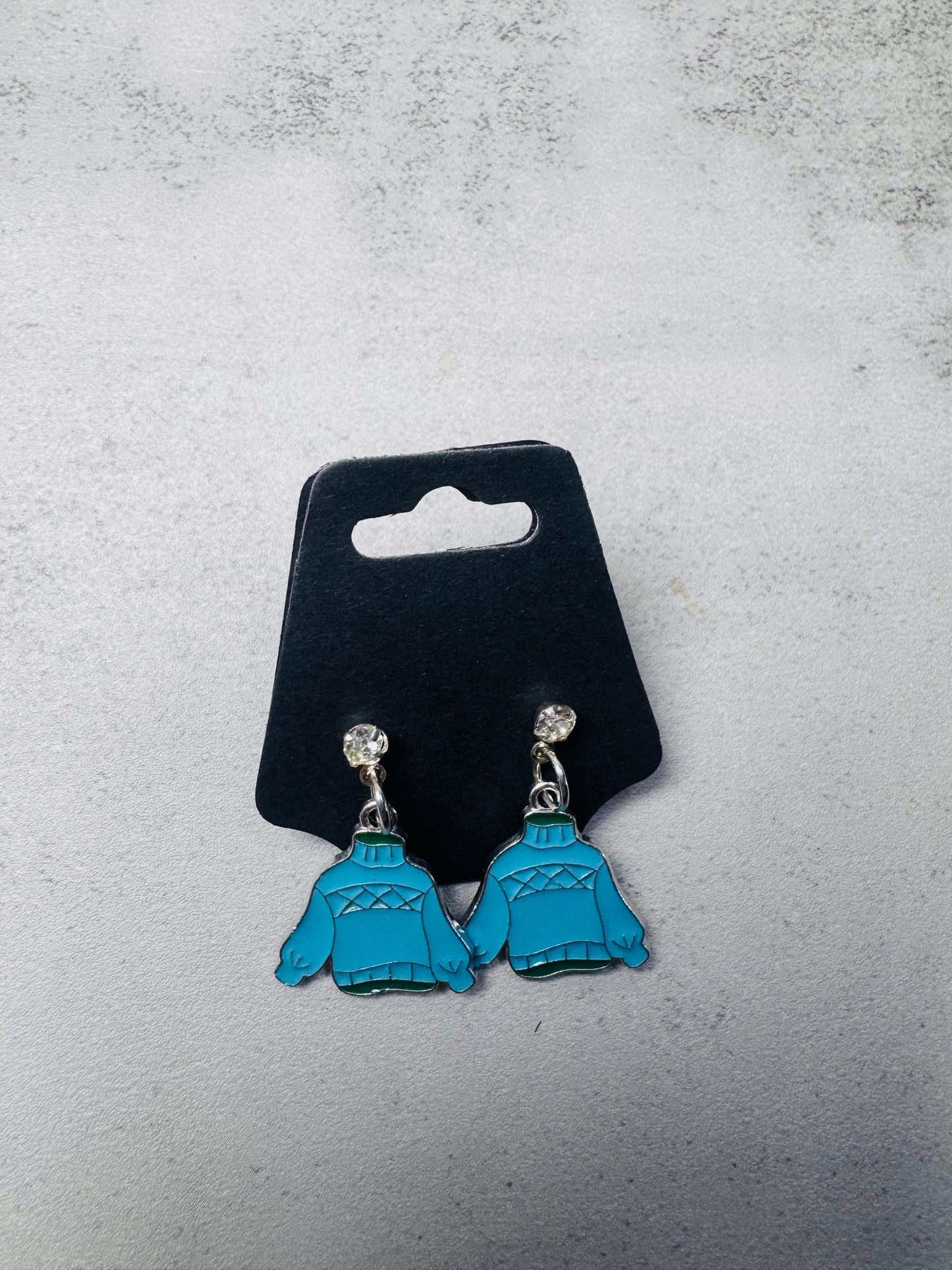 Blue Winter Sweater w/CZ Stud Dangle