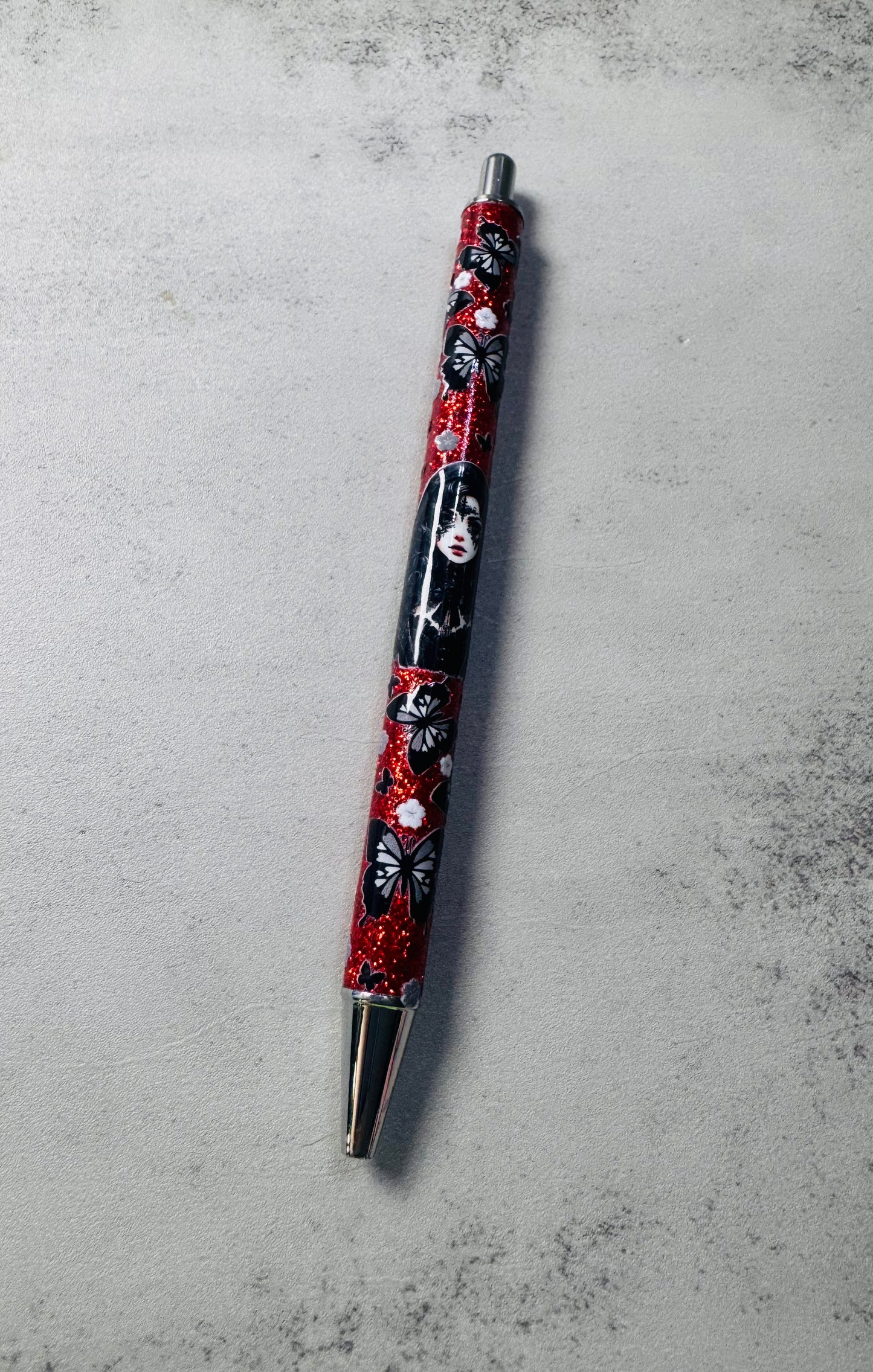 Gothic Princess Red Glitter ballpoint pen