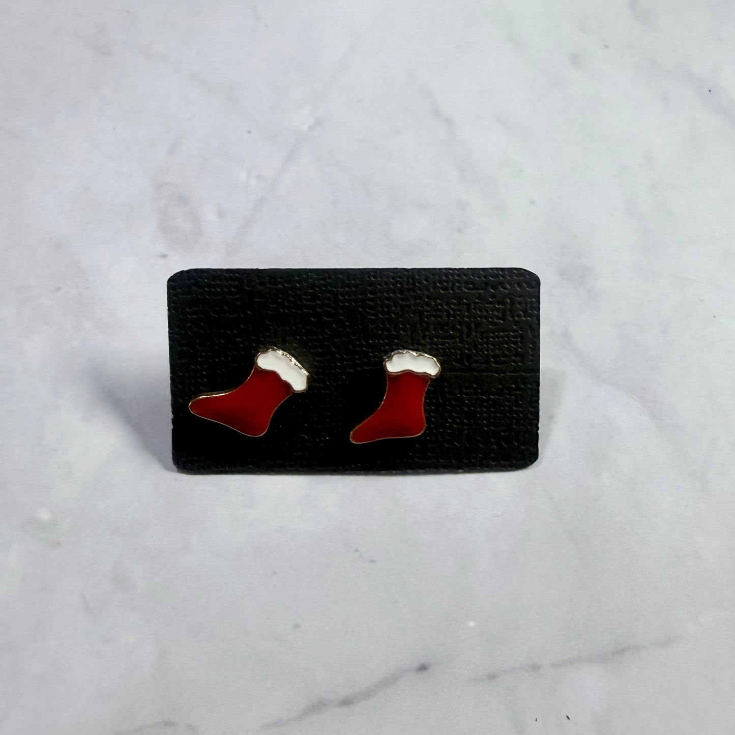 Red Metal Booties Stud Earring