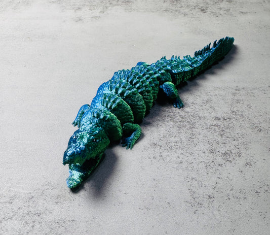 3D Printed Articulated Blue/Green Alligator (RTS)