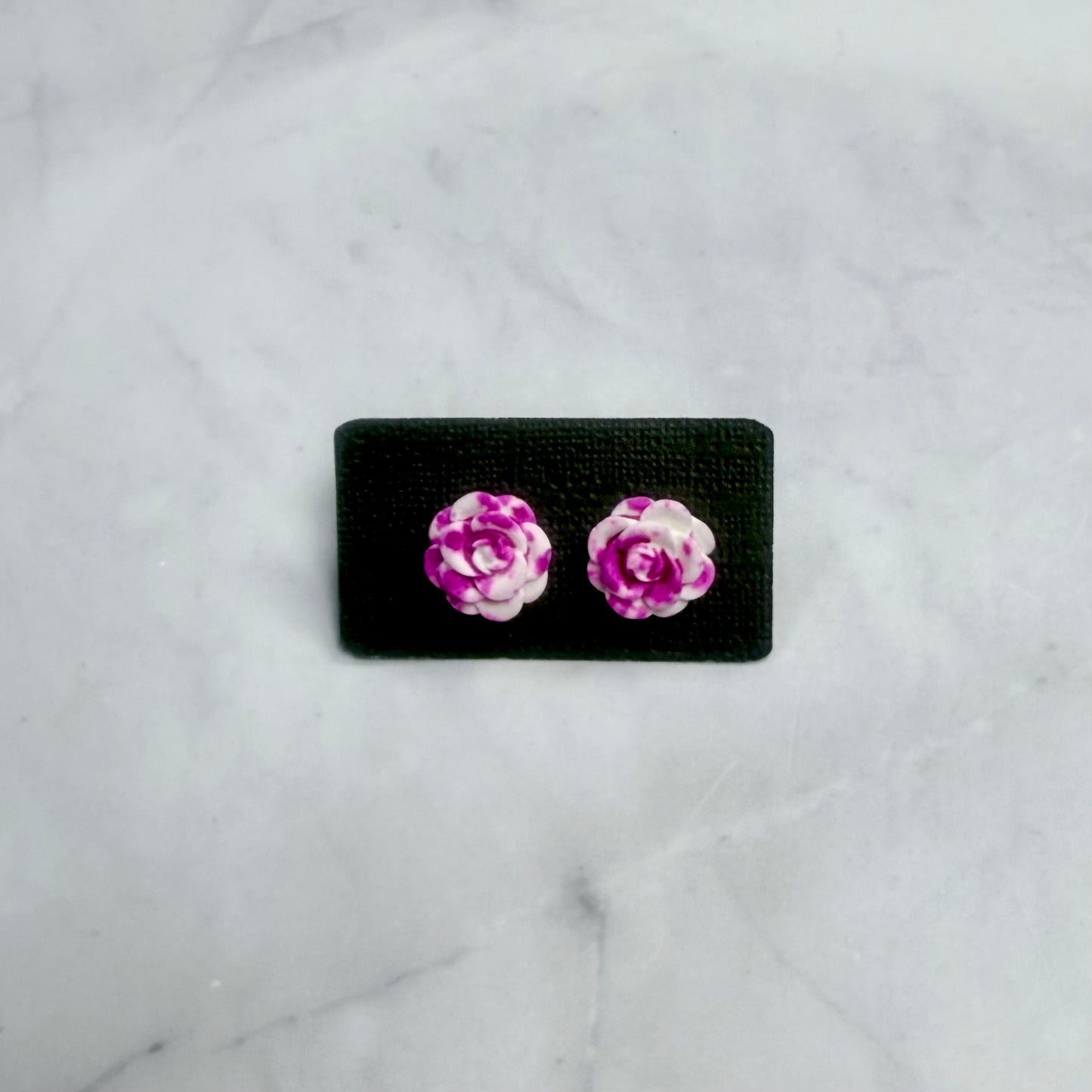 Dark Pink Rose Stud Earring