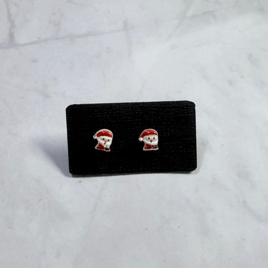 Tiny Santa Resin Stud Earring