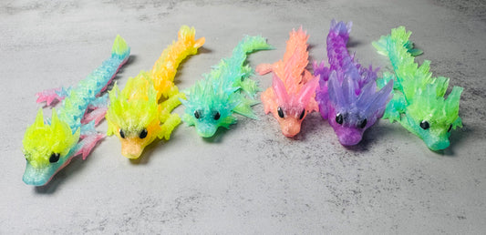 3D Printed Articulated Translucent Crystal Dragons (RTS)