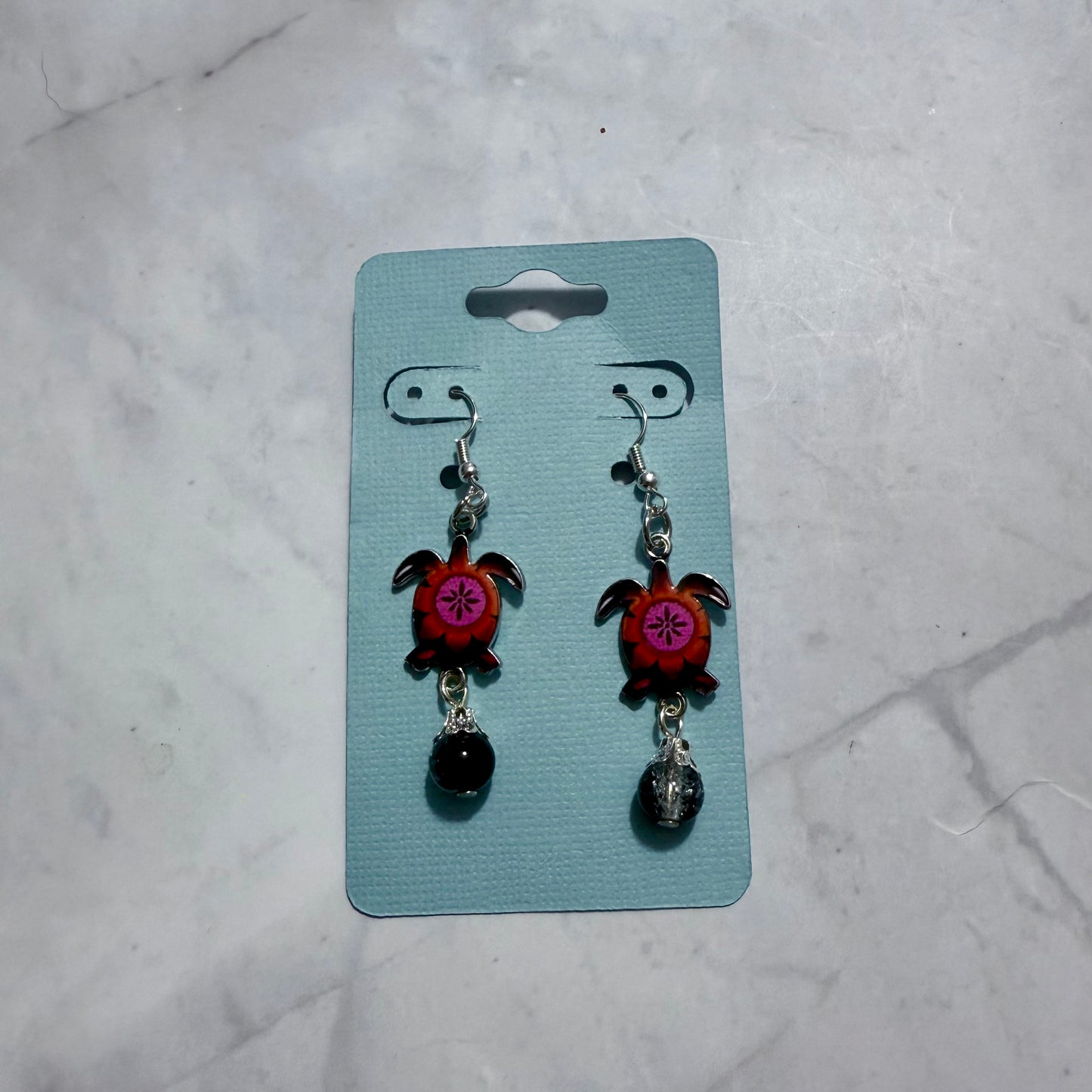 Black/Orange/Pink Turtle Dangle