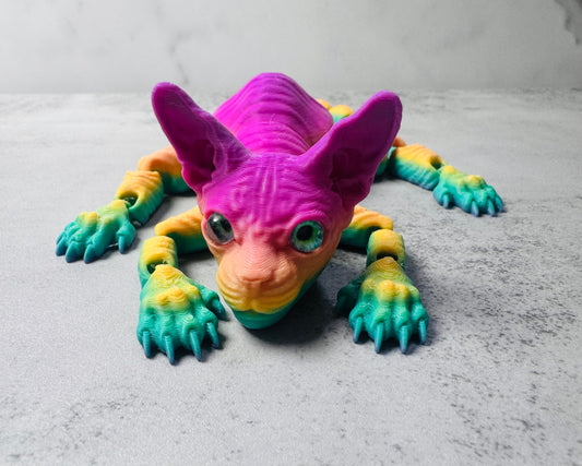 3D Printed Articulated Sphinx Cat (Pink) (RTS)