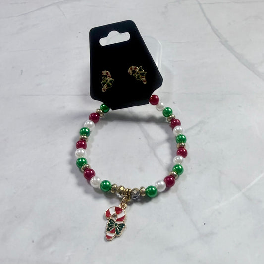 Candy Cane Bracelet and Earring Set