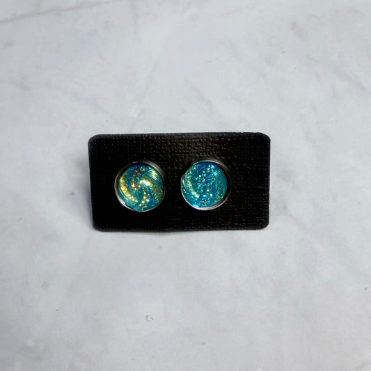 Blue Iridescent Tidal Wave Stud Earring