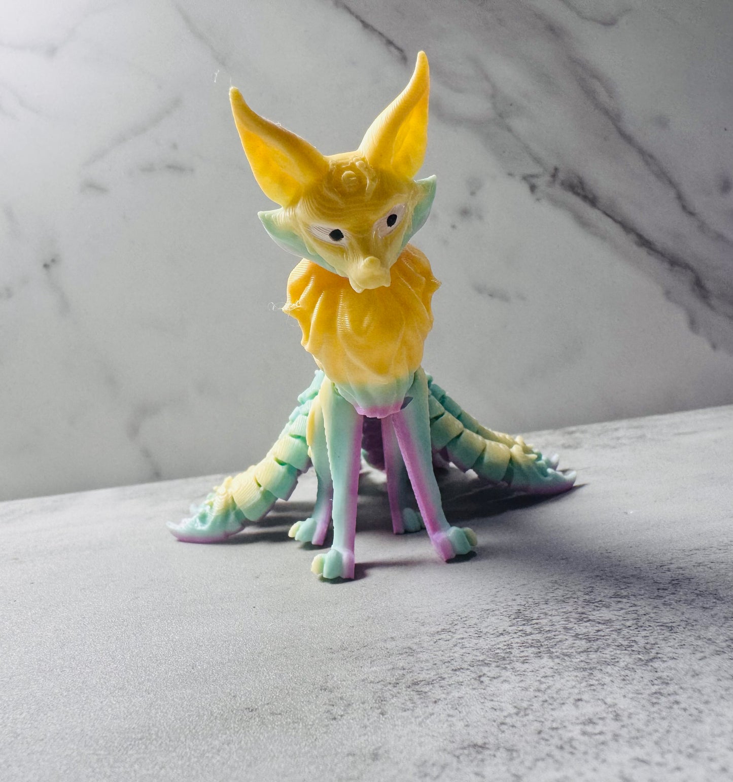 3D Printed Articulated 9 Tail Fox Pastel Rainbow (RTS)