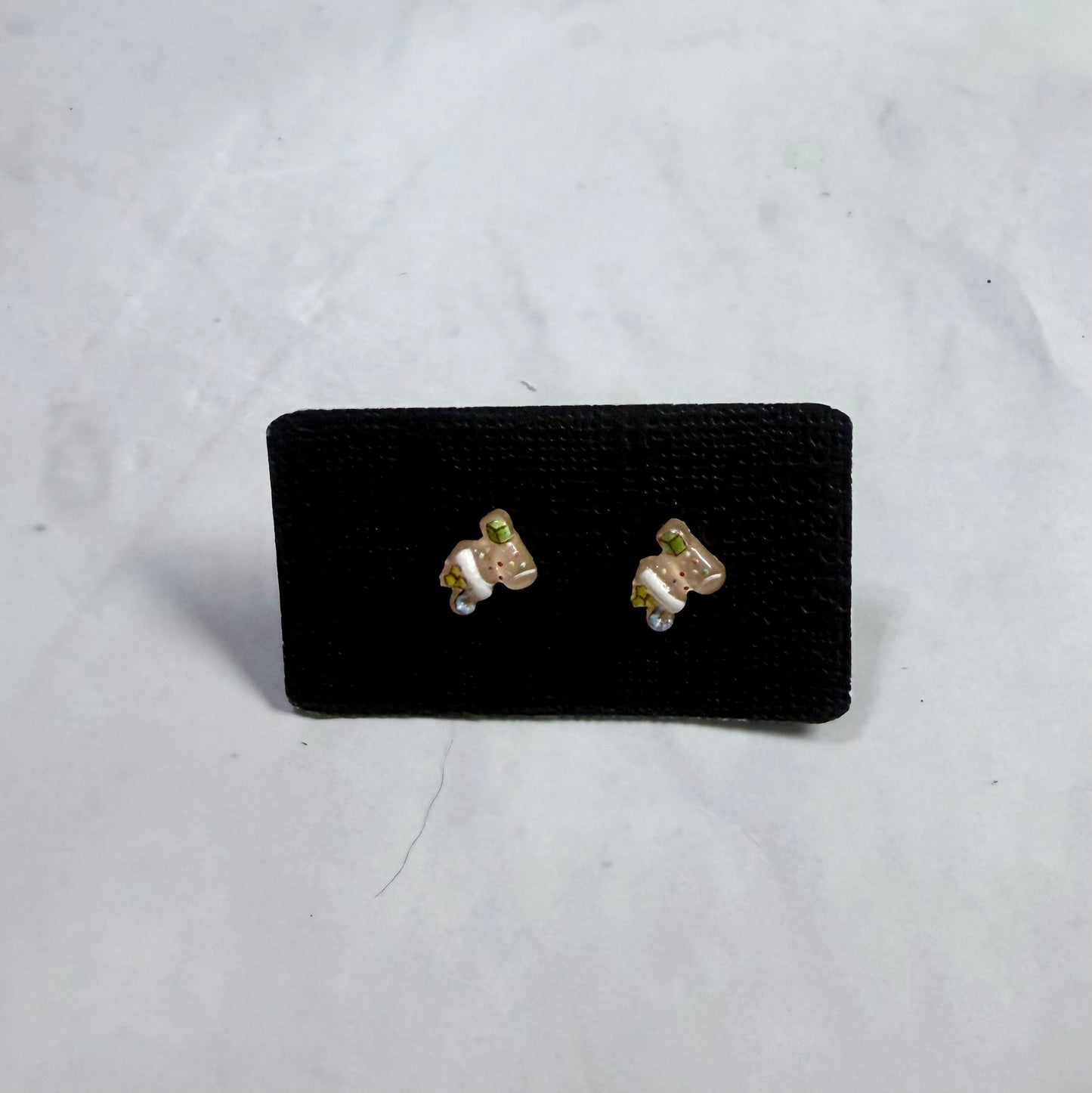 Tiny Brown Resin Booties Stud Earring