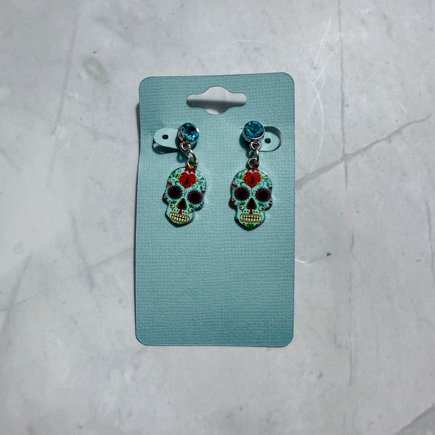 Light Blue Sugar Skull Dangle