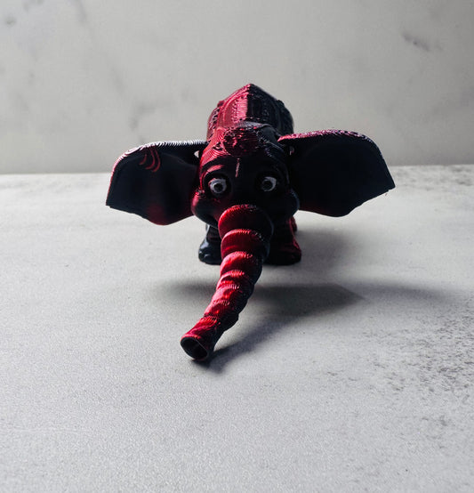 3D Printed Articulated Red/Black Elephant (RTS)