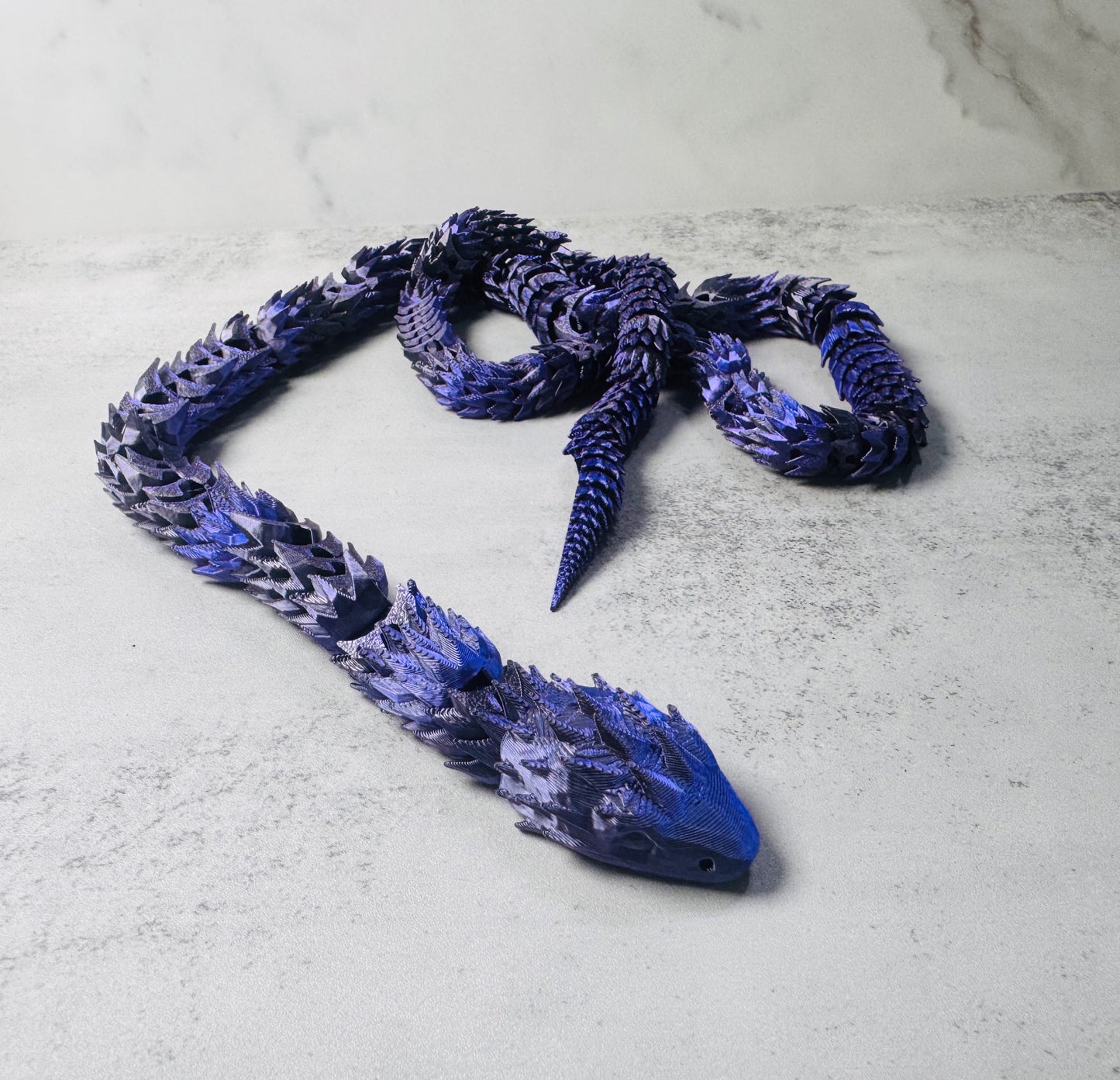 3D Printed Articulated Extra Long Purple/Black Snake (RTS)