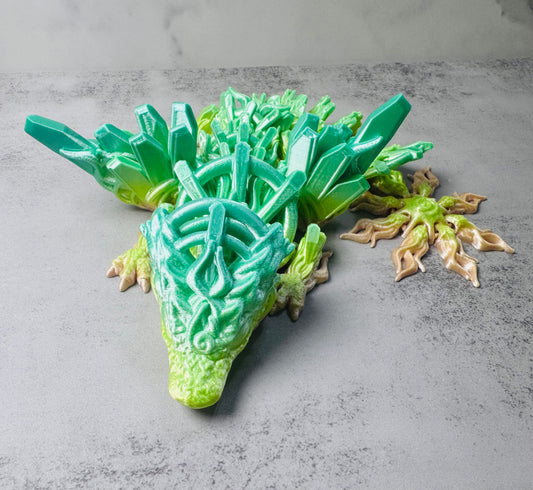 3D Printed Articulated Sun Green Energy Dragon (RTS)