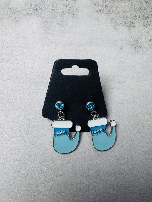 Blue Elf Shoe w/Blue CZ Stud Dangle