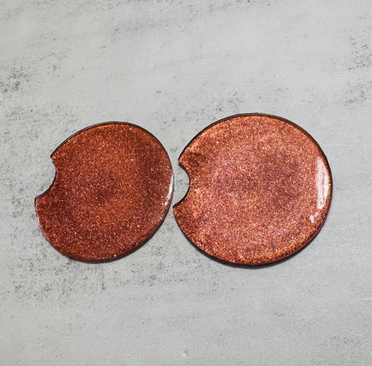 Rusty Red Glitter Car Coaster Set
