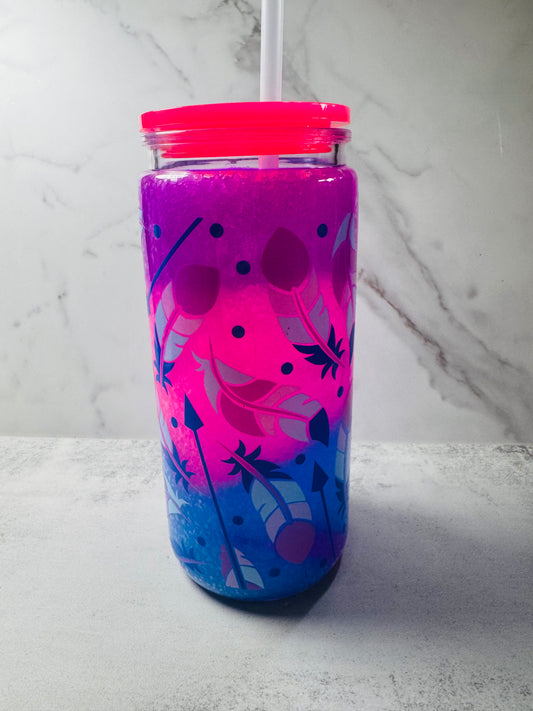 Feather Slushy Effect Acrylic Snowglobe Tumbler