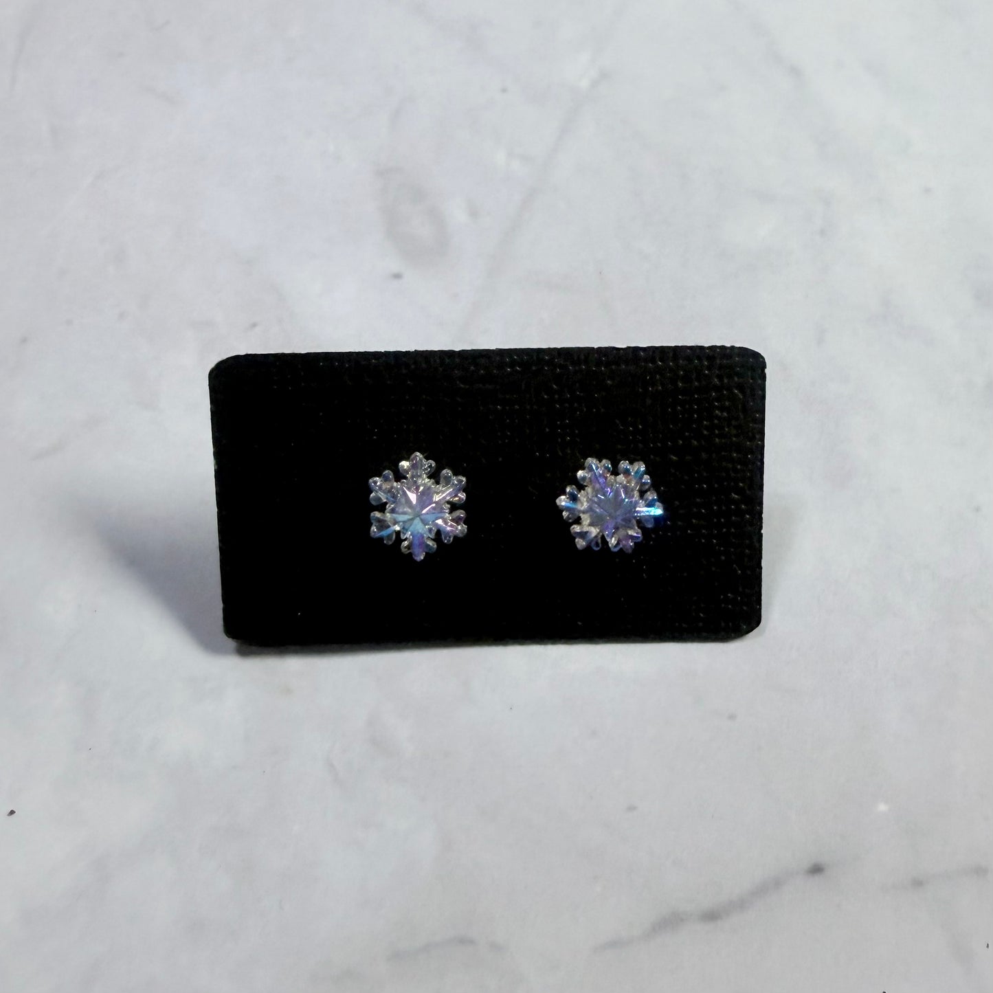 Clear Iridescent Snowflake Stud Earring