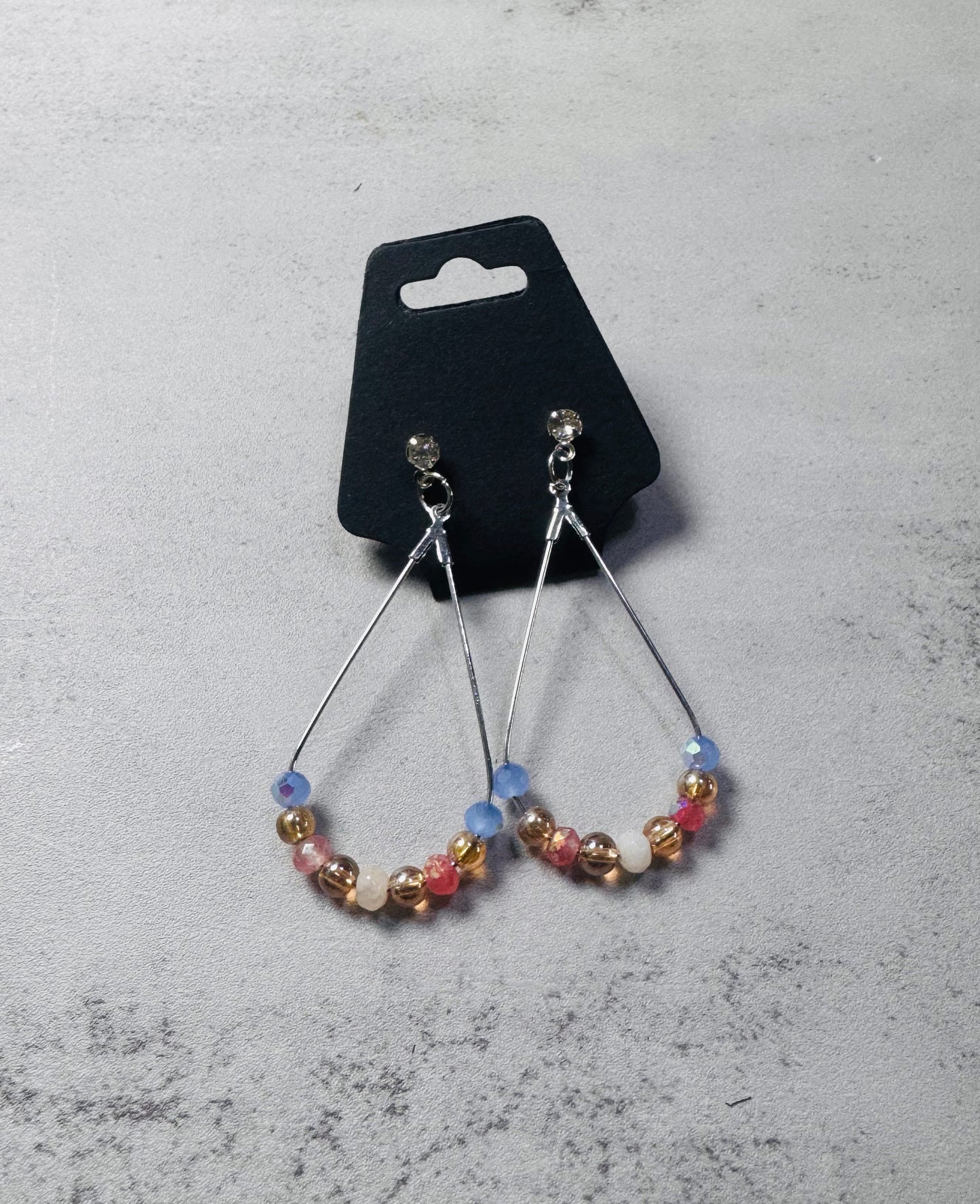 CZ Stud with Hand Beaded Teardrop Dangle