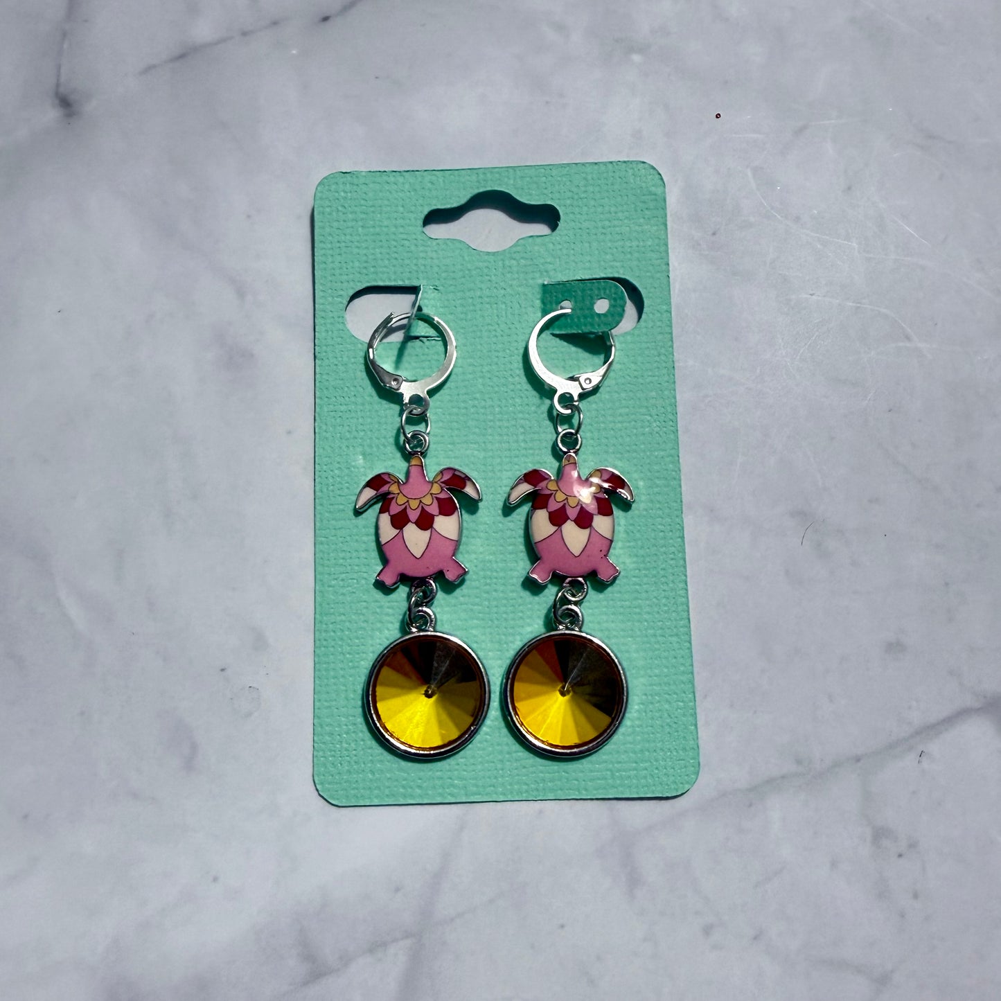 Pink and Yellow Turtle Dangle