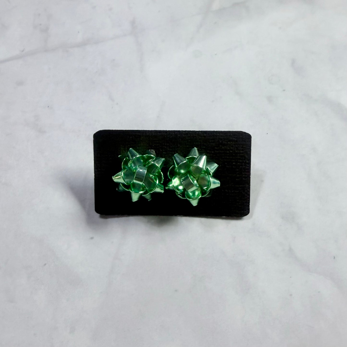 Green Bow Metal Stud Earring
