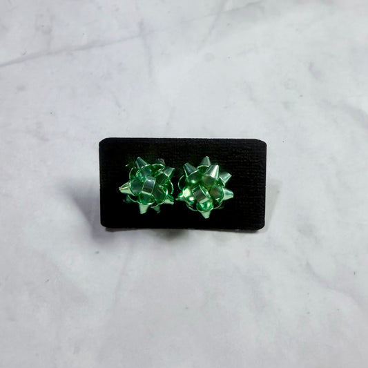 Green Bow Metal Stud Earring