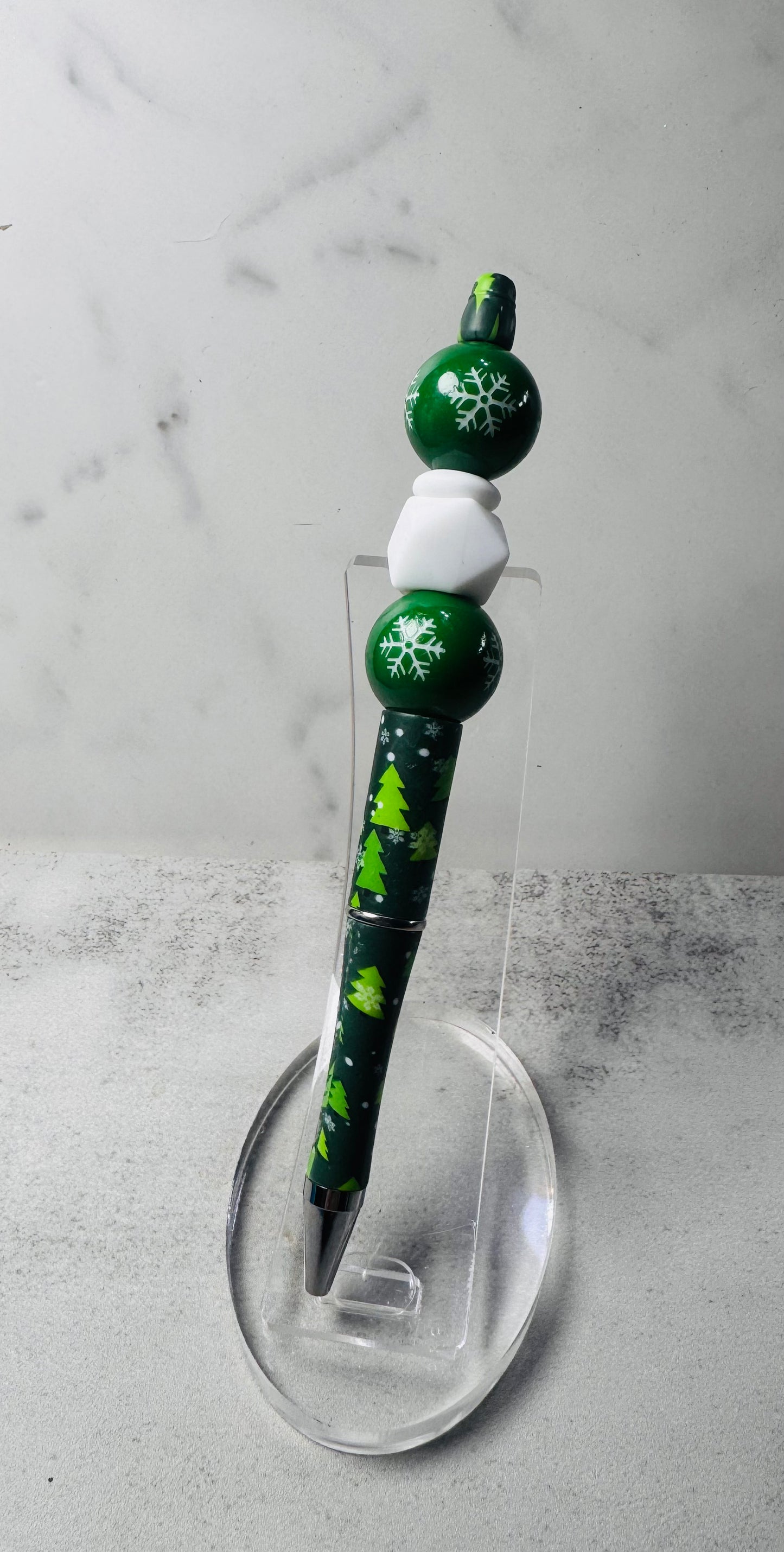 Green Snowflake Beaded Pen