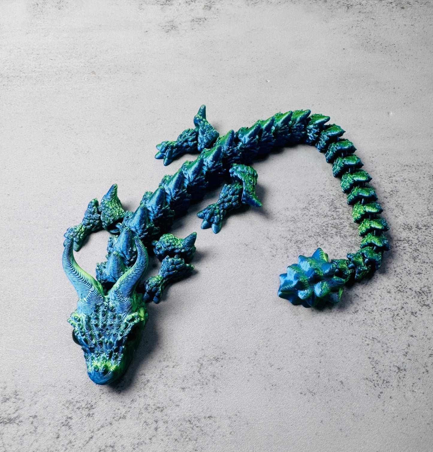 3D Printed Articulated Blue/Green Buff Dragon (RTS)