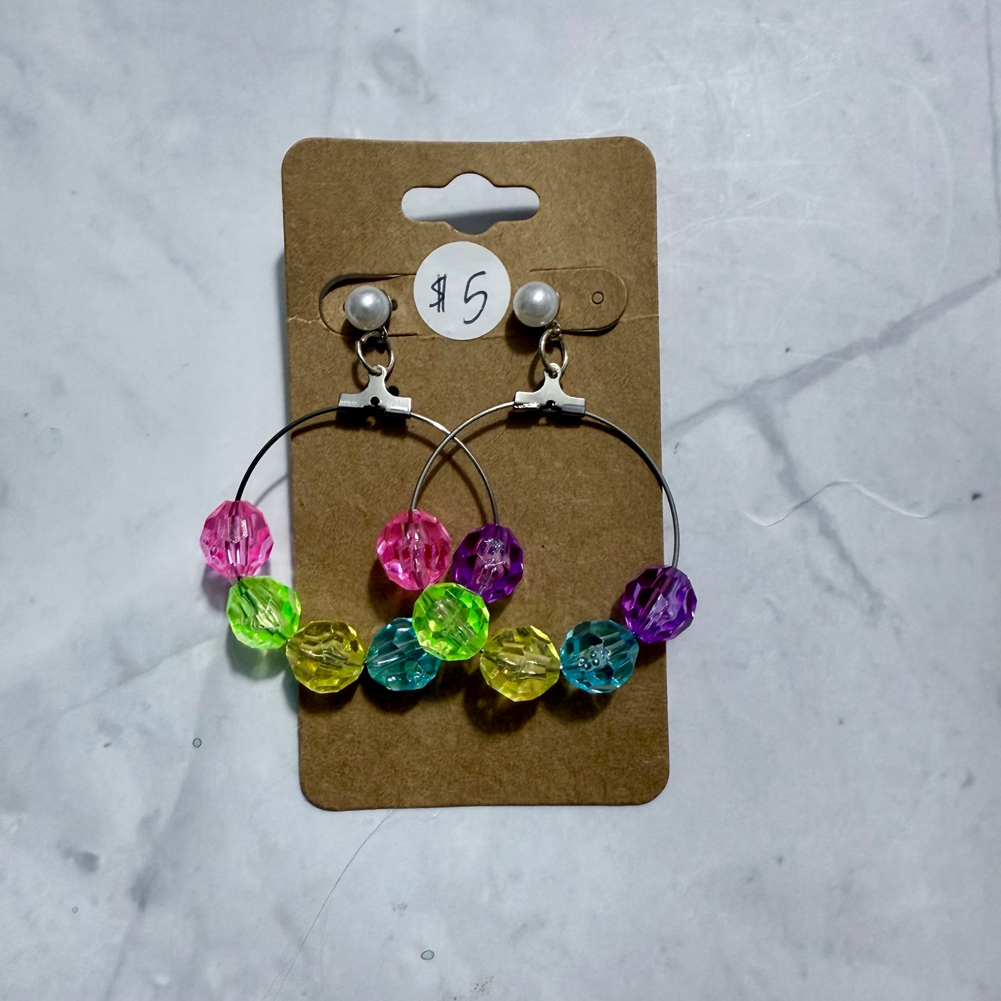 Neon Beaded Hoop Dangle