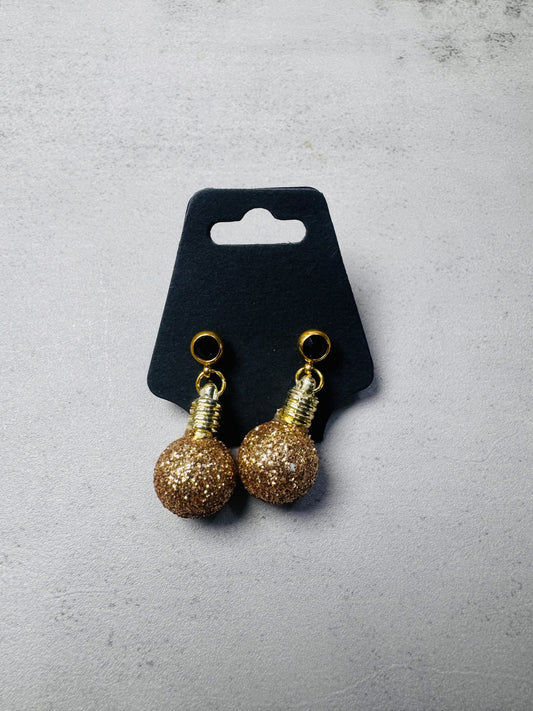 Gold Xmas Ornament w/Black CZ Stud Dangle