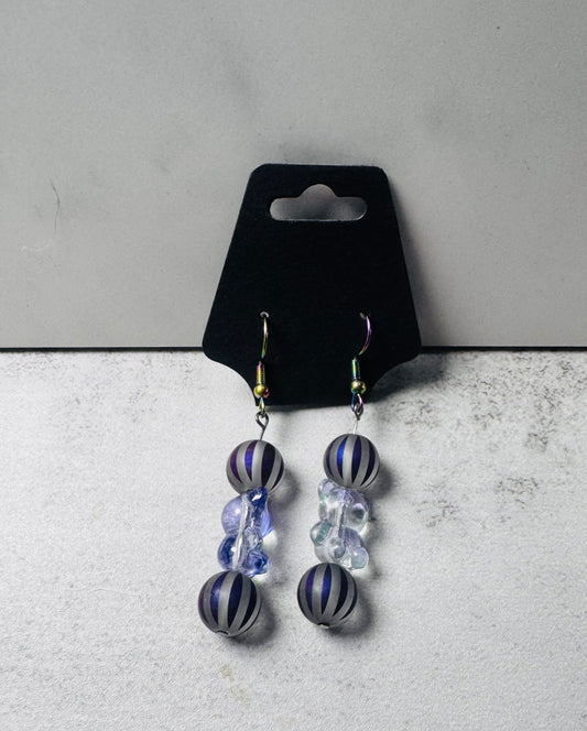 Blue Bear with purple balls Dangle