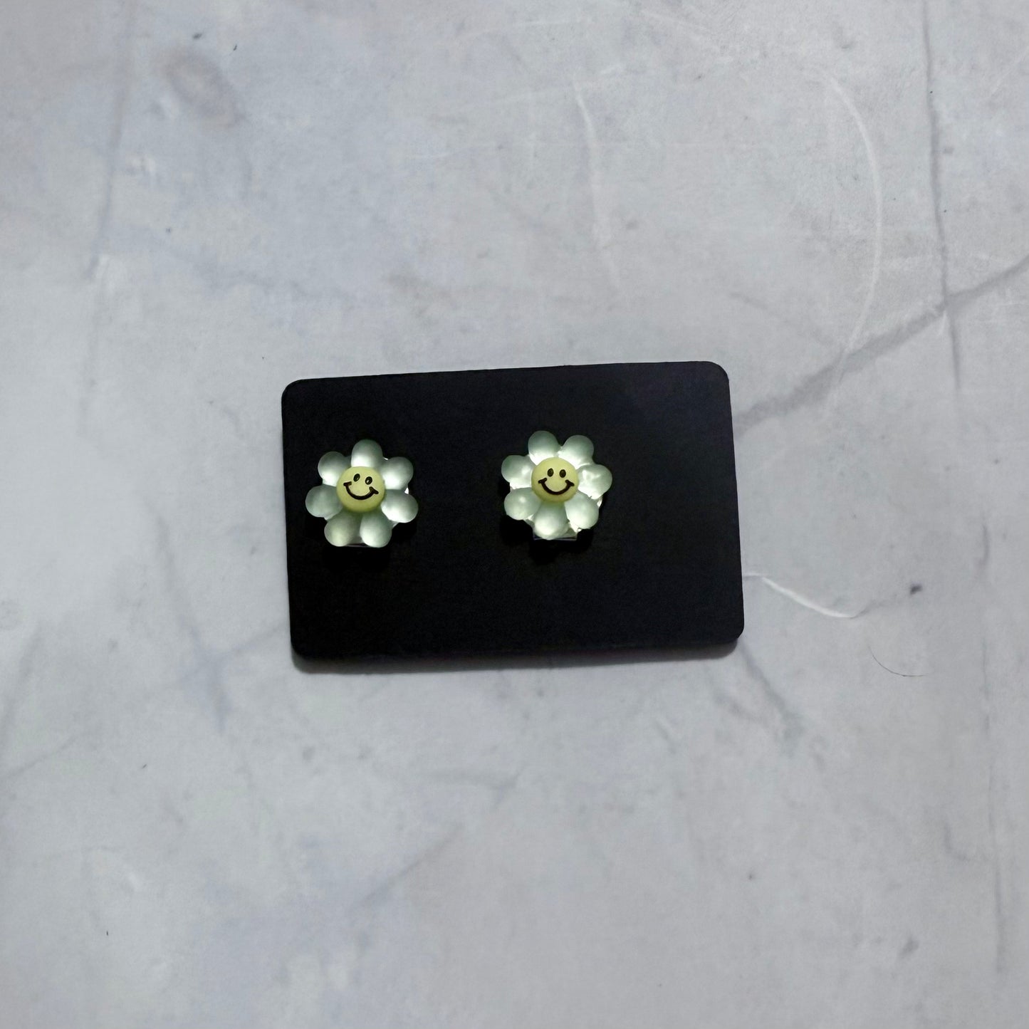 Light Blue Glow Flower CLIP ON Stud Earring