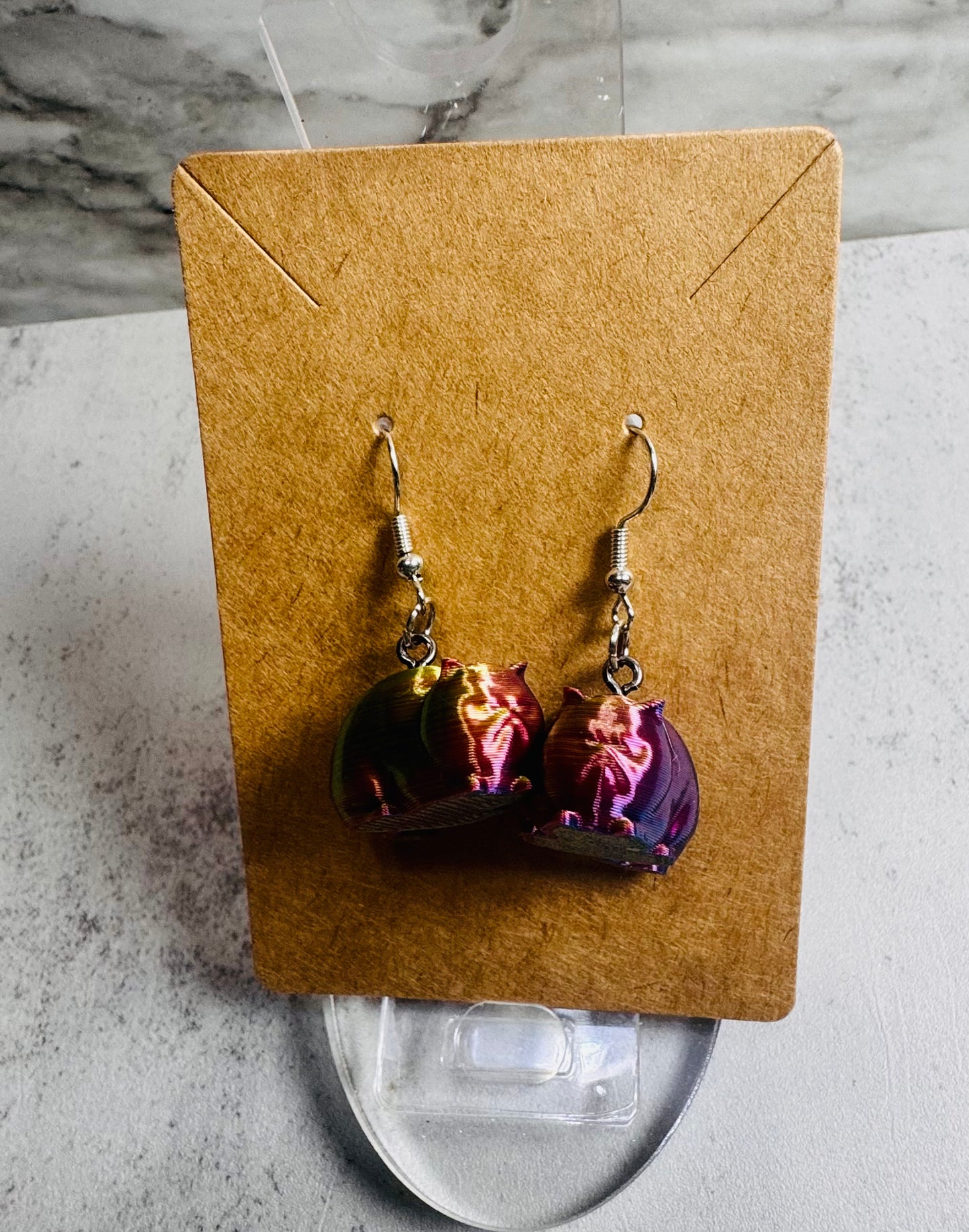 3D Printed Grumpy Cat Dangle Earring