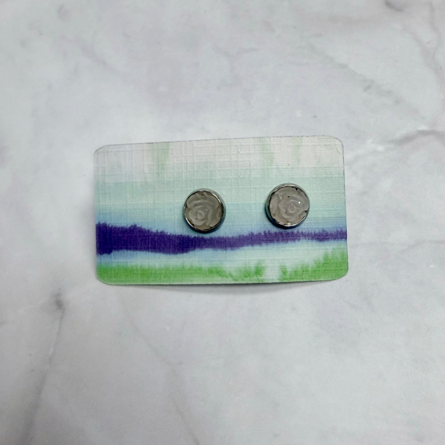 Grey Rose Stud Earring